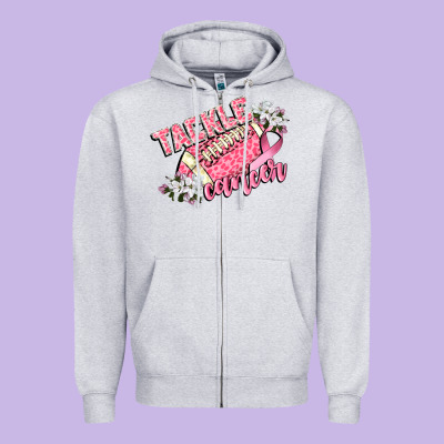 Tackle Cancer Zipper Hoodie Designed By Cowgirlartshop