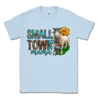 Dusty Blue Small Town Mama With Sheeps Classic Tee - BundleAndBundleShop