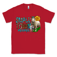 Red Small Town Mama With Sheeps Classic Tee - BundleAndBundleShop