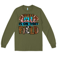Army Green my heart is on that field football Long Sleeve Tee - RanaPortraitStore