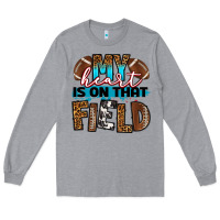 Heather Grey my heart is on that field football Long Sleeve Tee - RanaPortraitStore