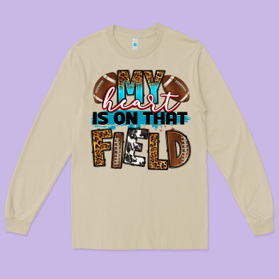 My Heart Is On That Field Football Long Sleeve Tee Designed By Ranaportraitstore