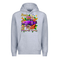 Heather Grey happy mardi gras truck olivia Premium Hoodie - OliviaCreatesArt