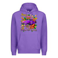 Purple happy mardi gras truck olivia Premium Hoodie - OliviaCreatesArt