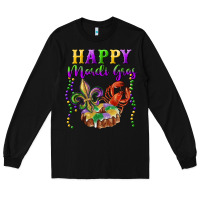 Black happy mardi gras fleur de lis king cake crawfish Long Sleeve Tee - RanaPortraitStore