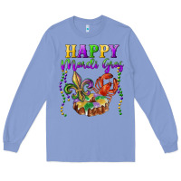 Colony Blue happy mardi gras fleur de lis king cake crawfish Long Sleeve Tee - RanaPortraitStore