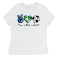 White peace love soccer Ladies Tee - BarkalooDesign