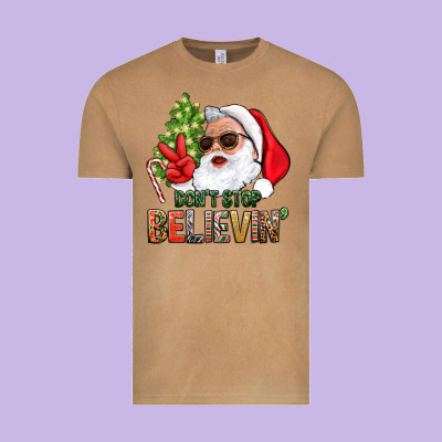 Don't Stop Believing Santa Vintage Tee Designed By Bundleandbundleshop