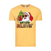 Vintage Mustard Don't Stop Believing Santa Vintage Tee - BundleAndBundleShop
