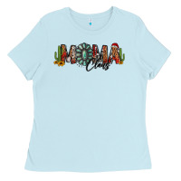 Baby Blue western christmas mama claus sunflowers and cactus Ladies Tee - Jasminsmagicworld