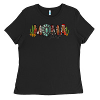 Black western christmas mama claus sunflowers and cactus Ladies Tee - Jasminsmagicworld