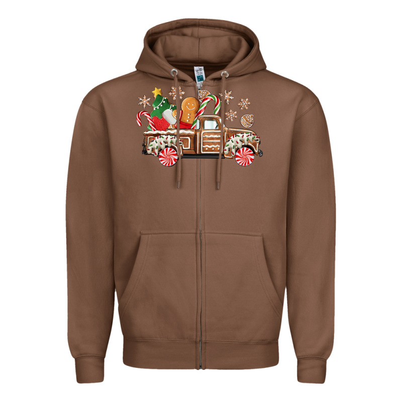 Christmas Gingerbread Truck Zipper Hoodie by CowGirlArtShop | Teevron