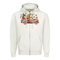Oatmeal Heather christmas gingerbread truck Zipper Hoodie - CowGirlArtShop