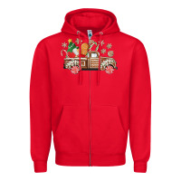 Red christmas gingerbread truck Zipper Hoodie - CowGirlArtShop