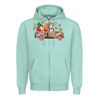 Seafoam christmas gingerbread truck Zipper Hoodie - CowGirlArtShop