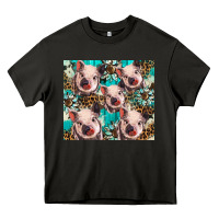 Asphalt western cowhide sunflower baby pig Heavy Core Tee - BarkalooDesign