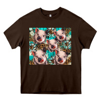 Chocolate Brown western cowhide sunflower baby pig Heavy Core Tee - BarkalooDesign