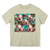 Mossy western cowhide sunflower baby pig Heavy Core Tee - BarkalooDesign