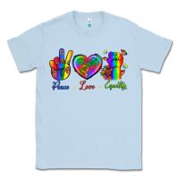 Dusty Blue Peace Love Equality Classic Tee - BundleAndBundleShop