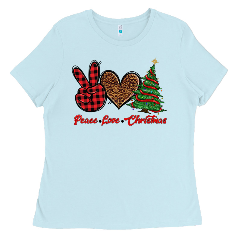 Peace Love Christmas Ladies Tee by BarkalooDesign | Teevron