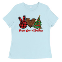 Baby Blue peace love christmas Ladies Tee - BarkalooDesign