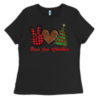Black peace love christmas Ladies Tee - BarkalooDesign