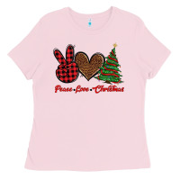 Bubblegum Pink peace love christmas Ladies Tee - BarkalooDesign