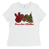 White peace love christmas Ladies Tee - BarkalooDesign