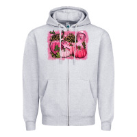 Heather Grey cancer pumpkins Zipper Hoodie - CowGirlArtShop