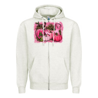 Oatmeal Heather cancer pumpkins Zipper Hoodie - CowGirlArtShop