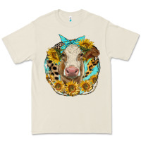 Bone simmental heifer with sunflowers and leopard Premium Tee - LillyAllenDesigns