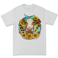 Dove Grey simmental heifer with sunflowers and leopard Premium Tee - LillyAllenDesigns