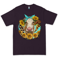 Plum simmental heifer with sunflowers and leopard Premium Tee - LillyAllenDesigns
