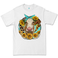 White simmental heifer with sunflowers and leopard Premium Tee - LillyAllenDesigns