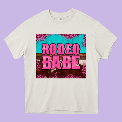 Rodeo Babe Cowhide Leopard Turquoise Heavy Core Tee Designed By Barkaloodesign