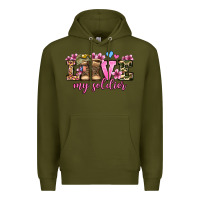 Army Green love my soldier olivia Premium Hoodie - OliviaCreatesArt