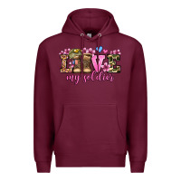 Burgundy love my soldier olivia Premium Hoodie - OliviaCreatesArt