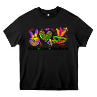 Black peace love  mardi gras Heavy Core Tee - AdoDesignShop