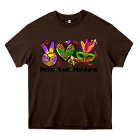 Chocolate Brown peace love  mardi gras Heavy Core Tee - AdoDesignShop