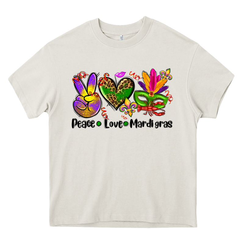 Peace Love  Mardi Gras Heavy Core Tee by AdoDesignShop | Teevron