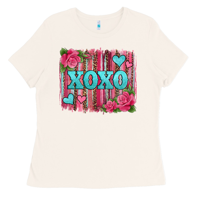 Xoxo Valentines Day Leopard Glitter Brushstroke Ladies Tee by Jasminsmagicworld | Teevron
