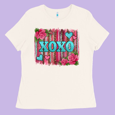Xoxo Valentines Day Leopard Glitter Brushstroke Ladies Tee Designed By Jasminsmagicworld