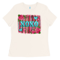 Bone xoxo valentines day leopard glitter brushstroke Ladies Tee - Jasminsmagicworld