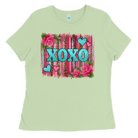 Matcha xoxo valentines day leopard glitter brushstroke Ladies Tee - Jasminsmagicworld
