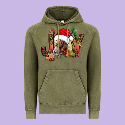 Joy Christmas With Horse Bbs Vintage Hoodie Designed By Bundleandbundleshop