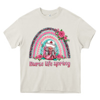Cream nurse life spring rainbow Heavy Core Tee - BarkalooDesign