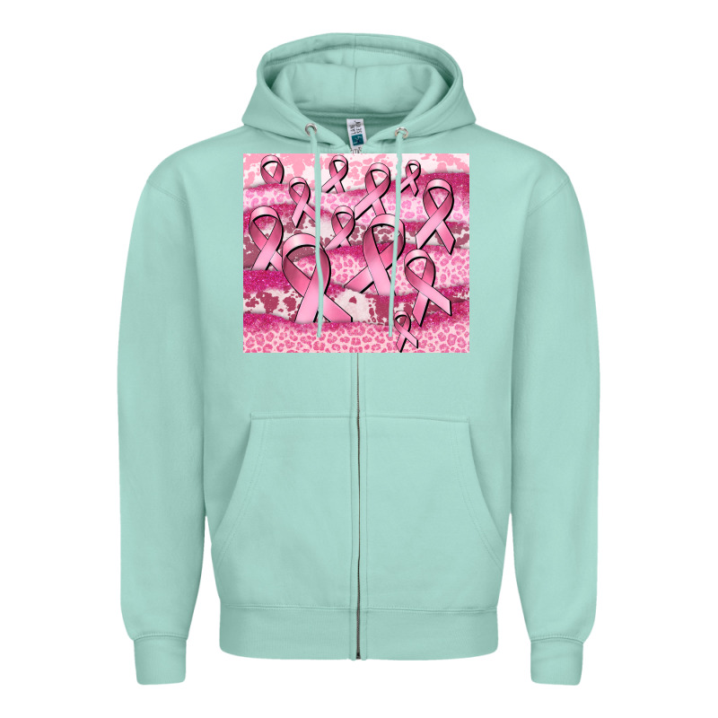 Ribbon  Breast Cancer Zipper Hoodie by CowGirlArtShop | Teevron