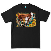 Black Hereford Cow and Hereford Calf With Leopard Premium Tee - LillyAllenDesigns