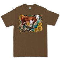 Cacao Hereford Cow and Hereford Calf With Leopard Premium Tee - LillyAllenDesigns