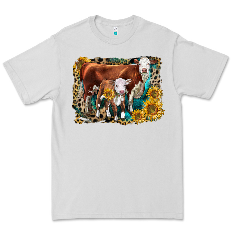 Hereford Cow And Hereford Calf With Leopard Premium Tee by LillyAllenDesigns | Teevron